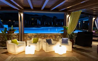 Outdoor lounge at a Dandeli family package stay