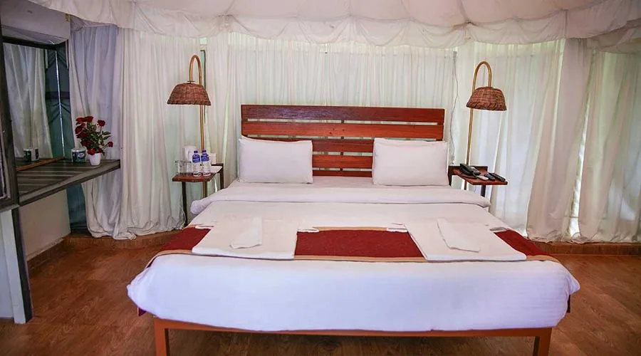 Tent suite interior at Century Resort Dandeli