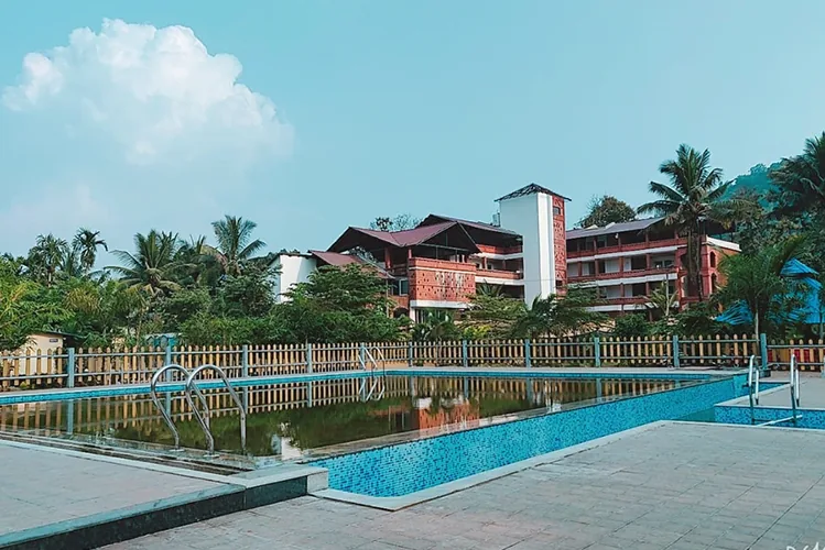 Resort exterior at Jungle Bell River Resort near Moulangi Eco Park