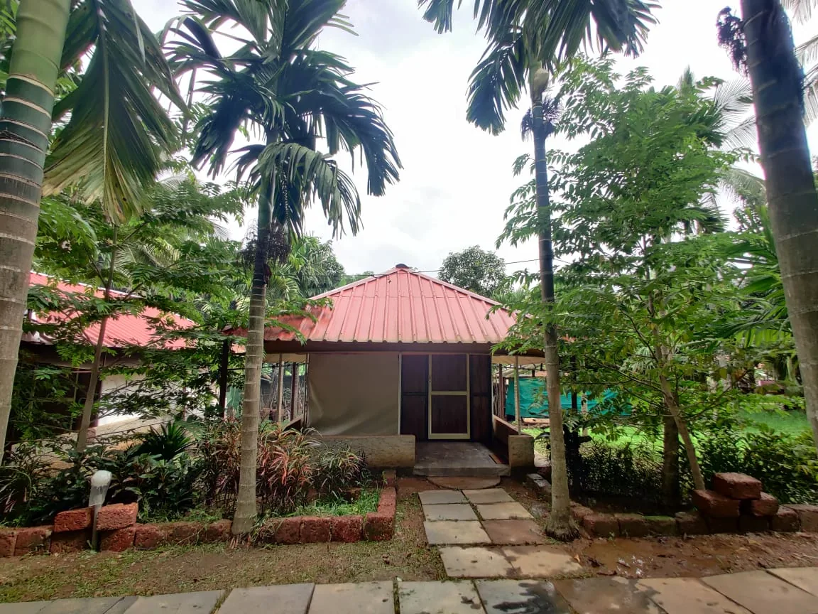 Garden cottage with red roof at Pepper Paradise Homestay Dandeli