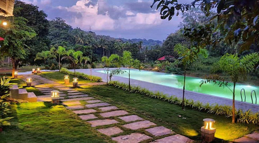 luxury swimming pool resort in dandeli